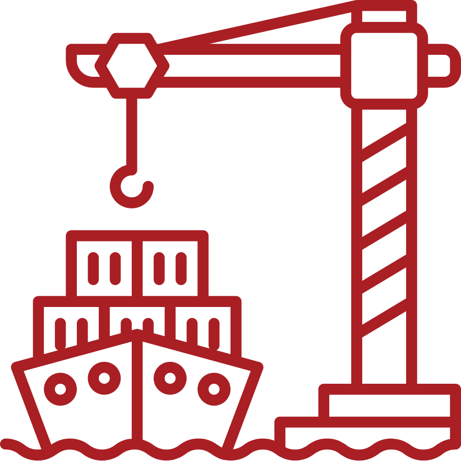 Ship at port icon to represent drayage transportation