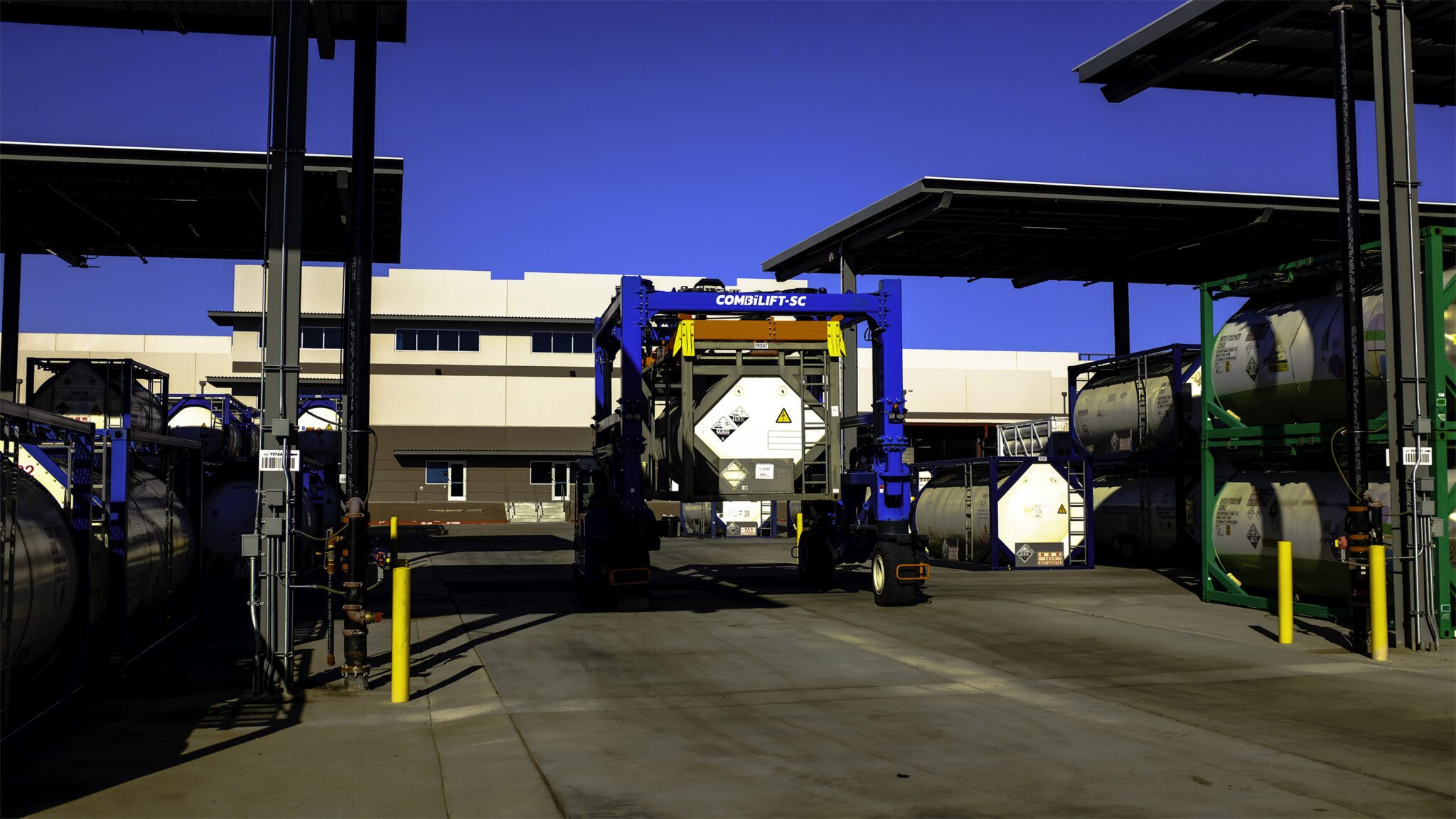 ISO Tank Container loader in a ISO Tank yard