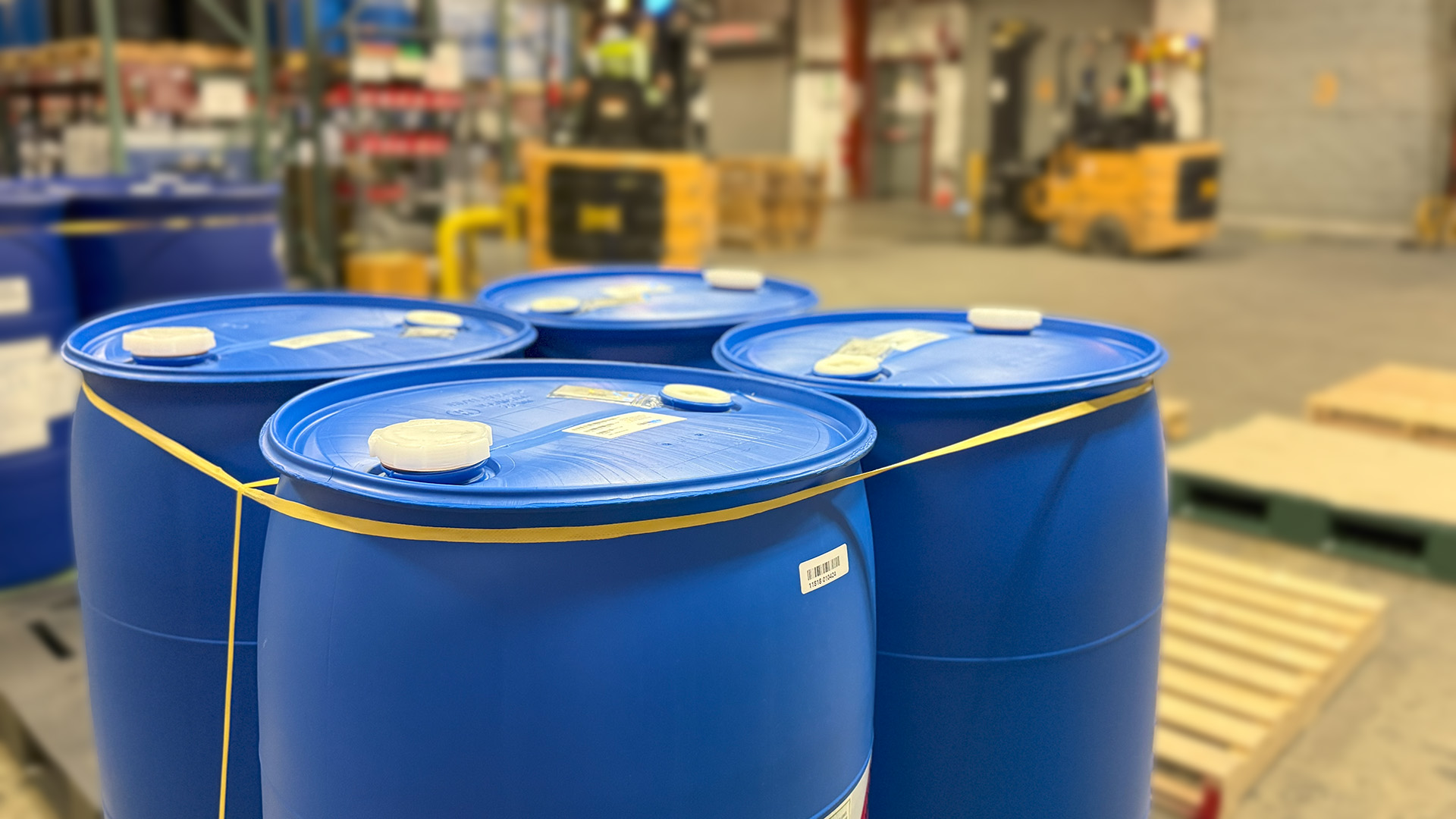 chemical drums in a Rinchem warehouse